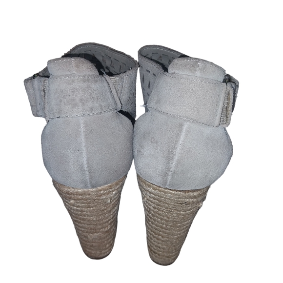 Marc Fisher Leather Suede Laser Cut Espadrille Wedge Open Toe Sandals si… - Picture 4 of 10